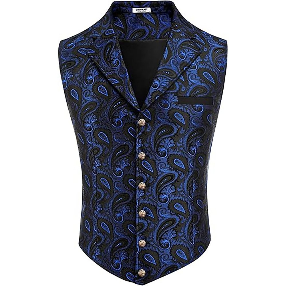 Modeewel Men's Jacquard V-Neck Vintage Paisley Vest
