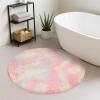 LIVEINU Round Non-Slip Tie-Dye Bathroom Mat, Washable, Soft Shaggy Microfiber, Rainbow, 60 cm view 1