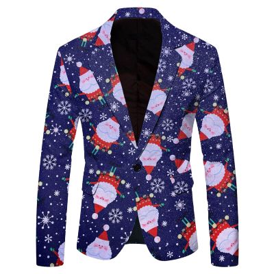 Men's Christmas Blazer, Slim-Fit One-Button Suit Jacket