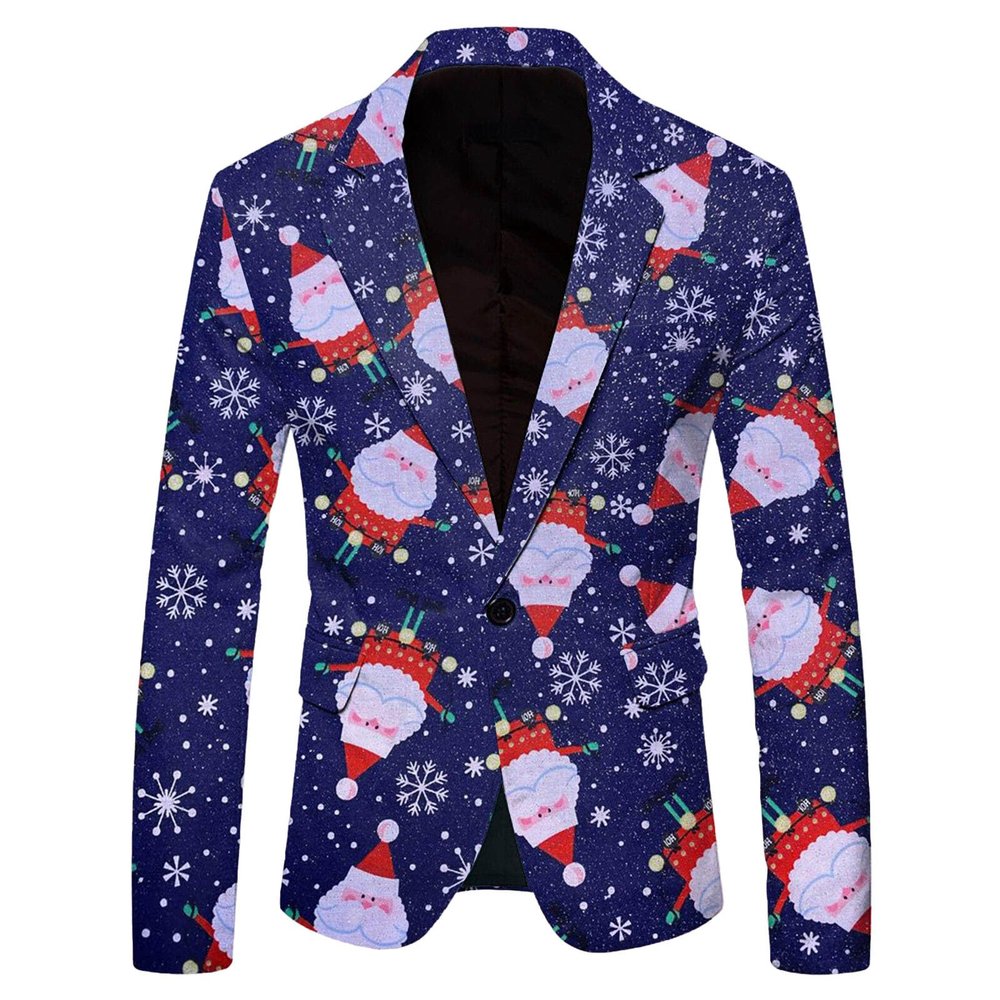 Men's Christmas Blazer, Slim-Fit One-Button Suit Jacket