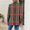 Women’s Funny Christmas Shirt, Long-Sleeve Button-Front Plaid Top view 2