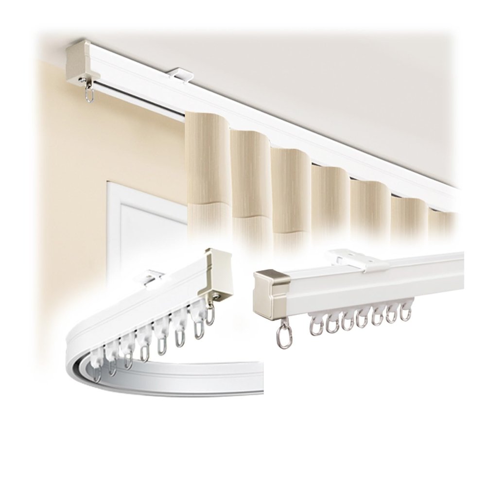 Flexible Bendable Curtain Track for Bay and U/L Shapes, 400 cm, White (4 x 100 cm), Adjustable and Easy to Install