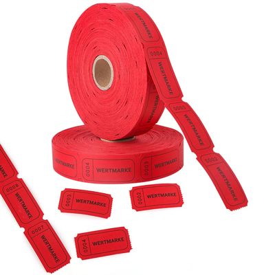 UHETLET 1,000 Red Voucher Tickets on a Roll, Numbered 0001–1000, 2 x 1 in