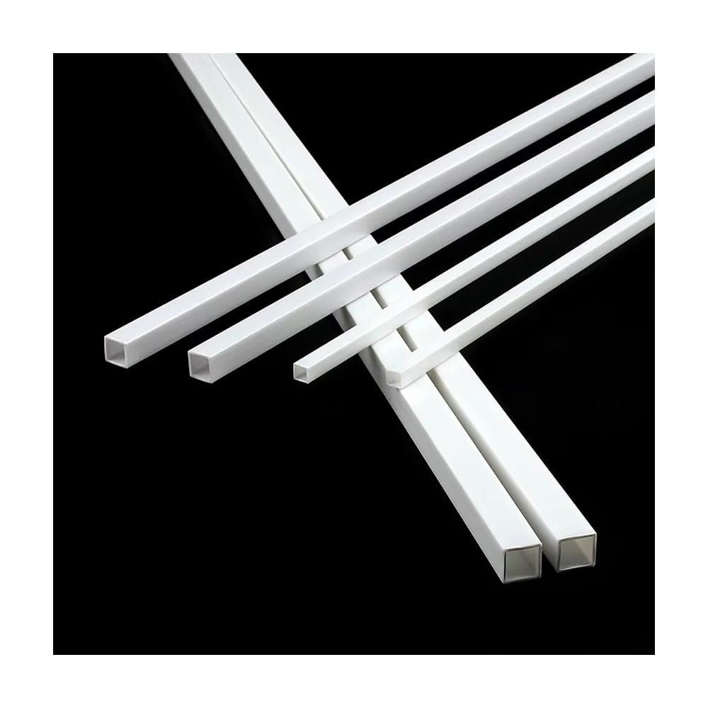 20-Piece ABS Square Tube Set, 3 mm to 10 mm, 25 cm/50 cm Lengths, for DIY Model Building (25 cm × 4 × 4 mm)
