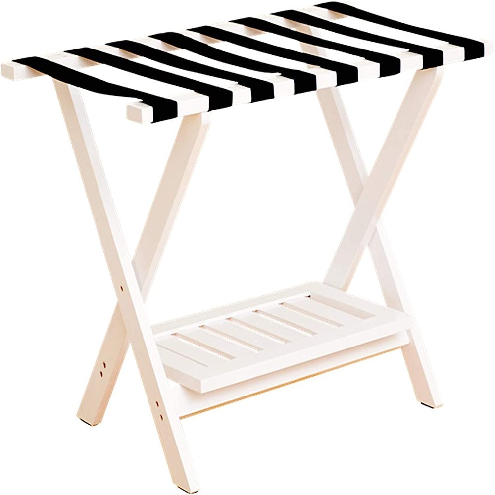 QIYFOZ Folding Solid Wood Luggage Rack for Bedroom, Hotel, or Guest Room (Color)