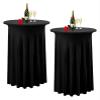PFIOEUL Round Spandex Cocktail Table Cover with Skirt, Stretch Tablecloth for Bar, Wedding, Party, Banquet (Ivory, 60 x 110 cm) view 2