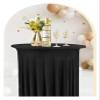 PFIOEUL Round Spandex Cocktail Table Cover with Skirt, Stretch Tablecloth for Bar, Wedding, Party, Banquet (Ivory, 60 x 110 cm) view 3