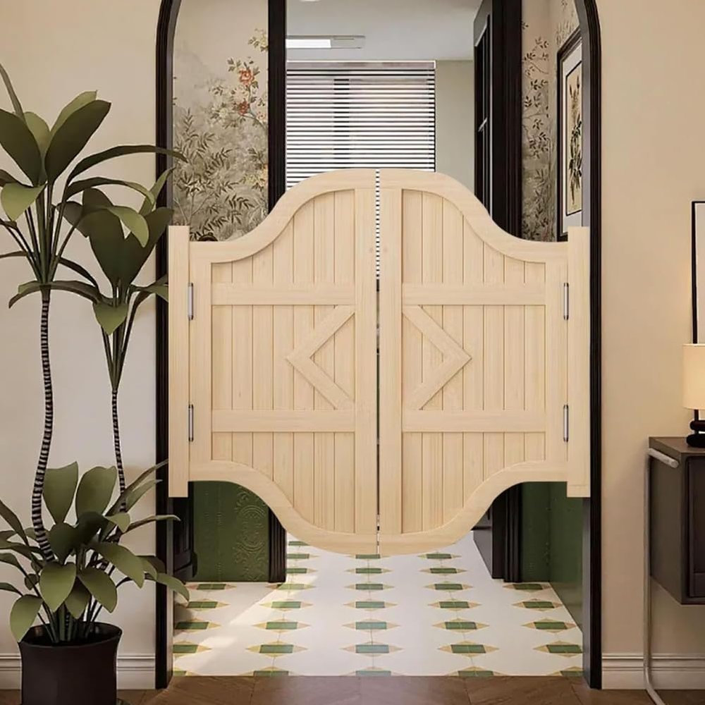 Wooden Swinging Partition Door, Double Door, Wood Color, 120 x 90 cm
