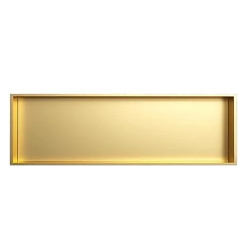 Gold-Colored Stainless Steel Shower Niche Shelf, 91.9 x 31.8 x 12.4 cm