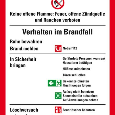 KSIGN Fire Prevention Notice, DIN 14096 Fire Safety Regulations Part A, Plastic, 210 x 297 mm, ASR A1.3, DIN EN ISO 7010