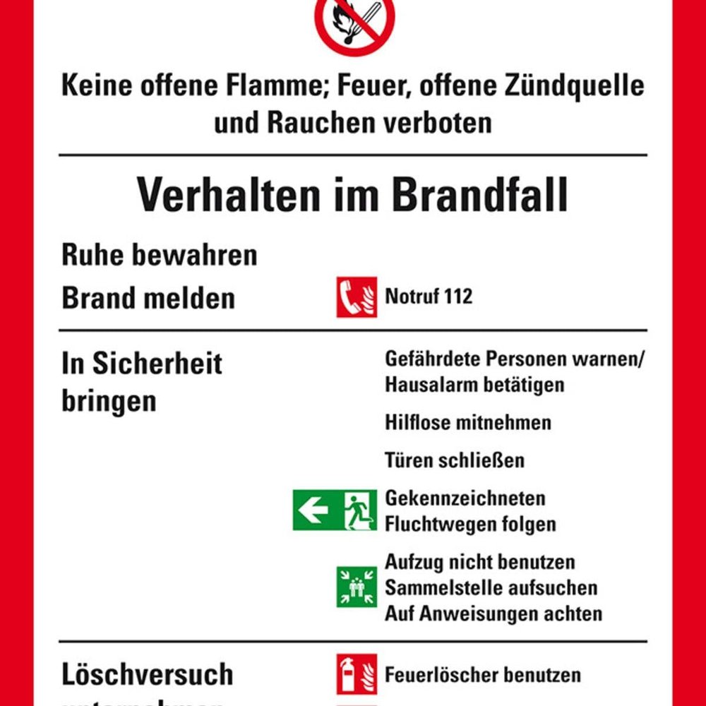 KSIGN Fire Prevention Notice, DIN 14096 Fire Safety Regulations Part A, Plastic, 210 x 297 mm, ASR A1.3, DIN EN ISO 7010