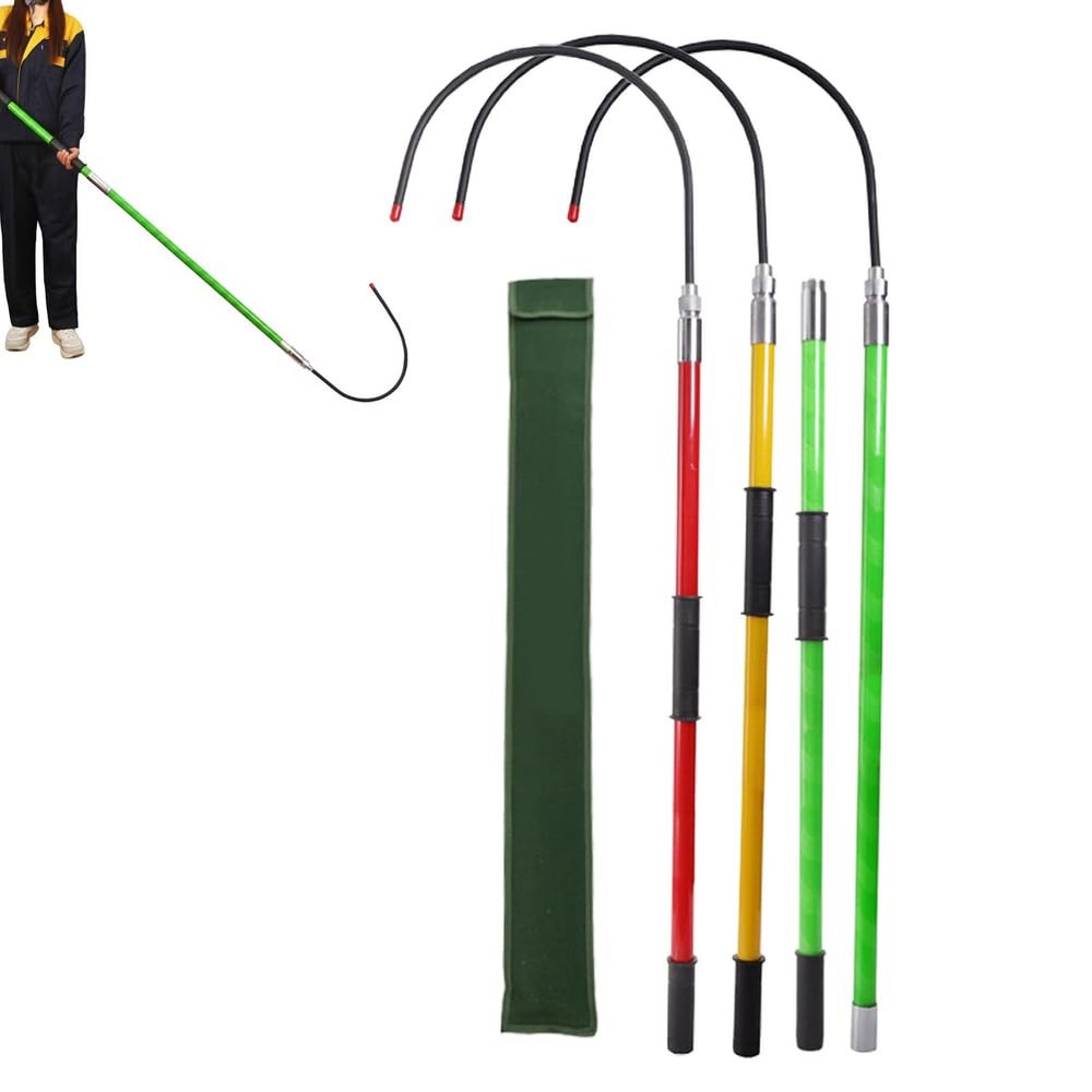 Removable Insulated Rescue Hook for Electric Shock, Fiberglass High-Voltage Rescue Hook for Electricians, Green, 3 m/9.8 ft