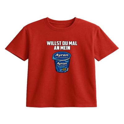 Funny T-Shirt for Men & Women, “Want to Try My Ayran?” Pun Shirt, Irony & Wordplay Fun Shirt, Gift Idea (DE/NL/SE/PL, Alphanumeric, 3XL, Regular, Regular, Red)