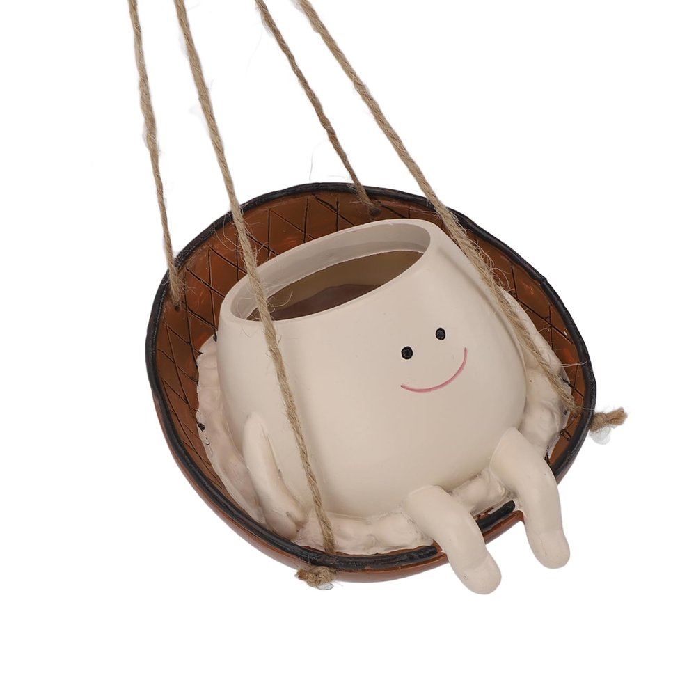 Alomejor Cute Swinging Face Hanging Planter for Indoor and Outdoor Plants