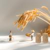 Small Wooden Haystack Decoration, Gold, Fall Gift Idea view 4