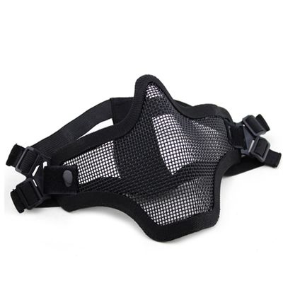Airsoft Half-Face Mask, Tactical Metal Mesh Mask with Quick Helmet-Buckle Mount, Black