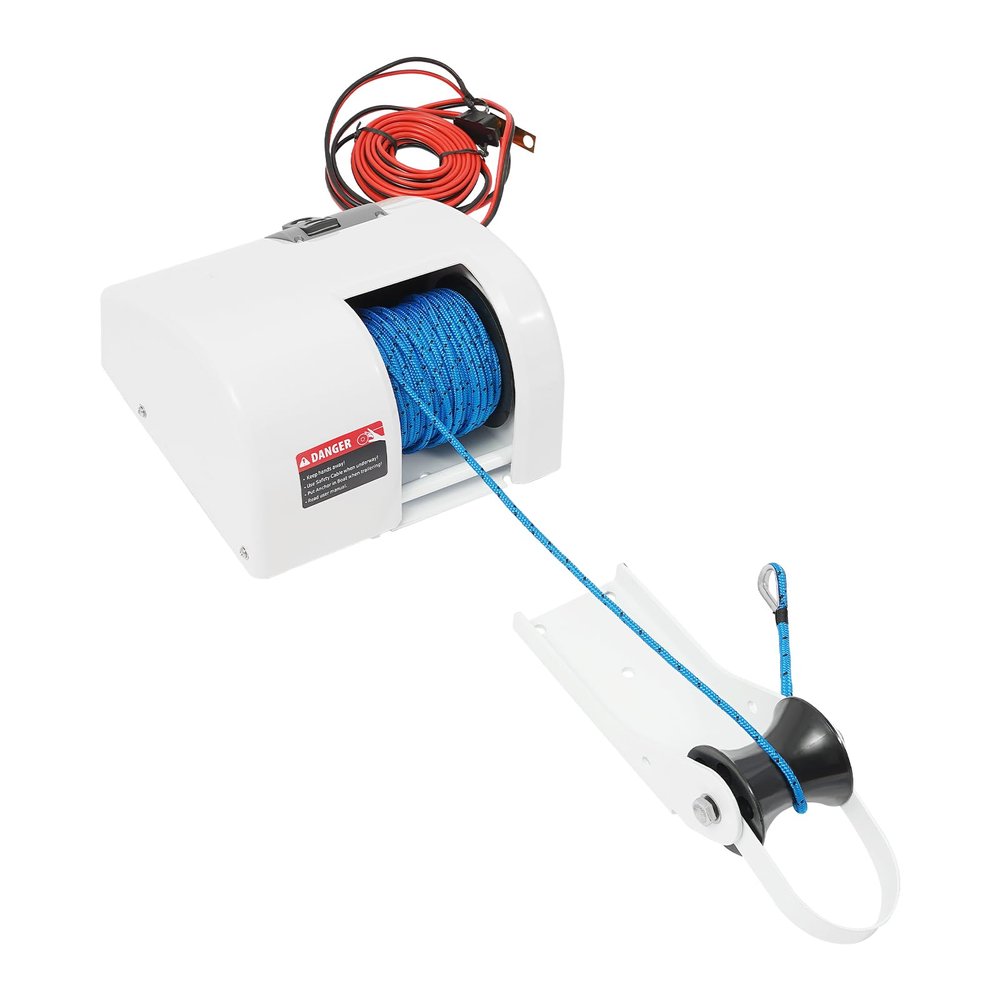 MELAQULY 12V Electric Anchor Winch, 30 m Rope, 50 m Remote Range for Saltwater Boats