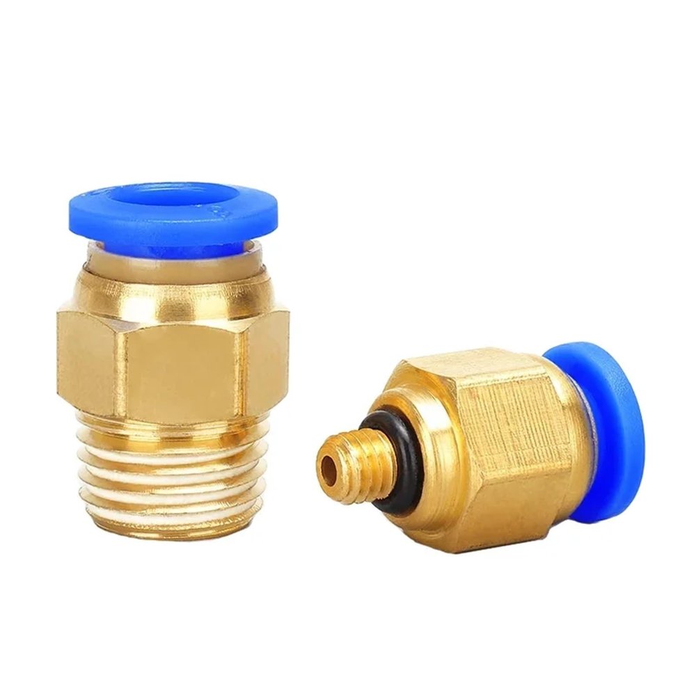 Pneumatic Fittings Air Connectors, PC 4/6/8/10/12 mm, 1/8" 1/4" 3/8" 1/2" Threads, 10 Pieces (PC4-02)
