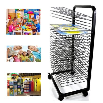 JYBNBBE 35-Tier Steel Art Drying Rack, Mobile and Space-Saving