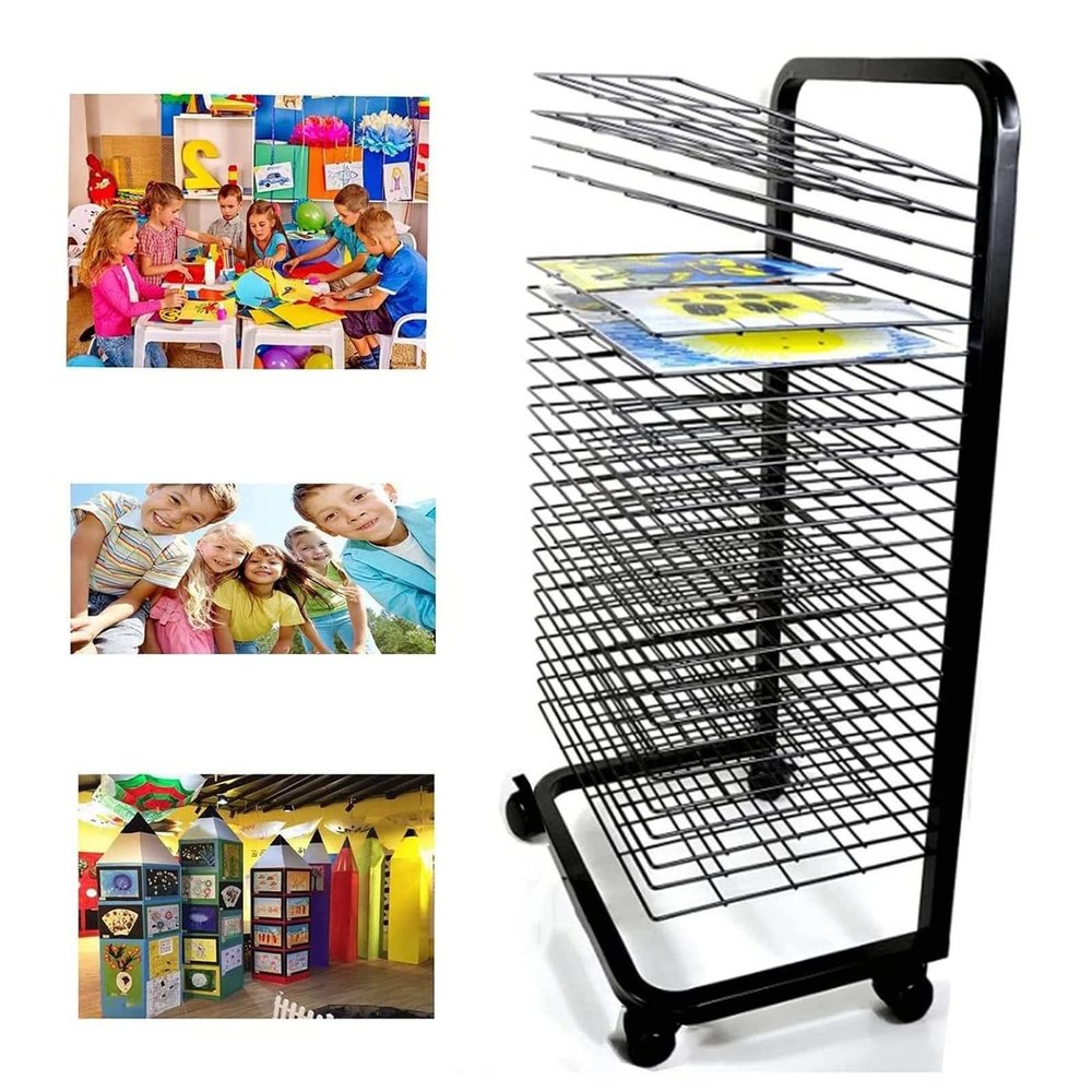JYBNBBE 35-Tier Steel Art Drying Rack, Mobile and Space-Saving