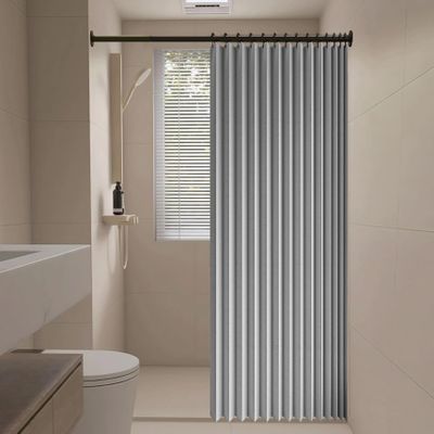 Folding Door Curtain with Magnetic Closure, 92 x 125 cm, Gray