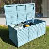 Large Wooden Garden Storage Box, Weather-Resistant, Blue B view 1