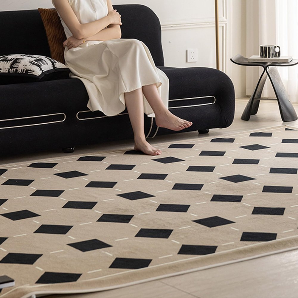 Infrared Radiant Heated Floor Mat, Waterproof, 4 Temperature Settings, 12-Hour Timer, Graphene Electric Heating Carpet (D, 160 x 230 cm / 63 x 90.5 in)