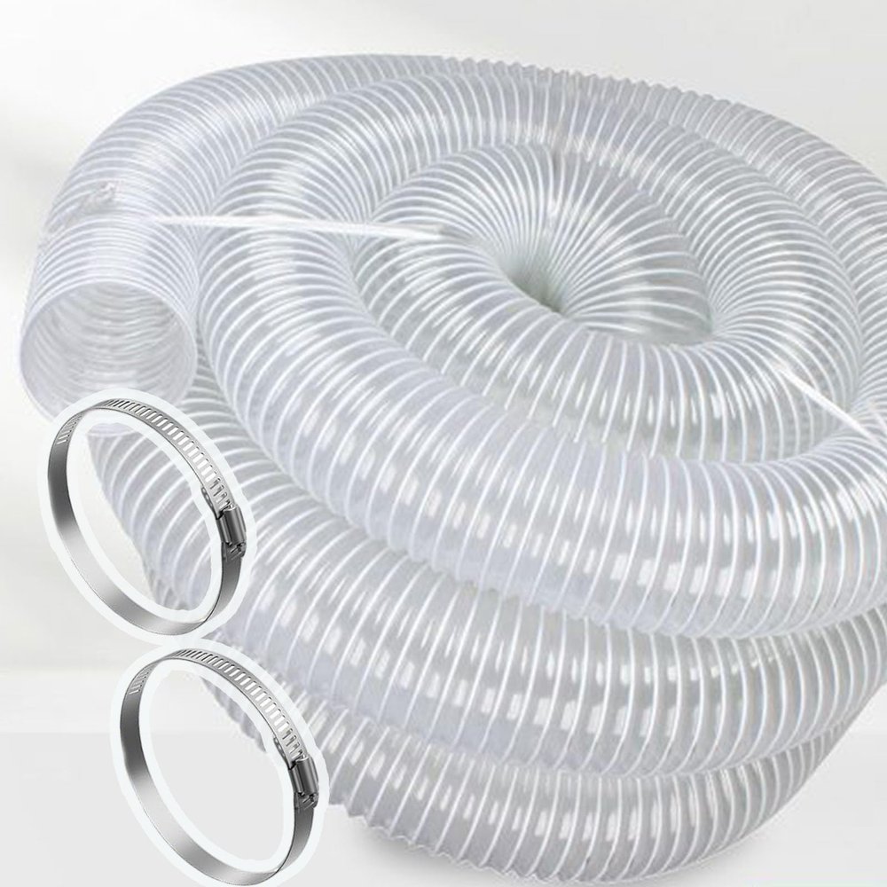 Heavy-Duty PVC Dust Collection Hose, Puncture-Resistant, 2 m (6.6 ft), 50 mm (2 in)