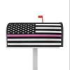 Thin Pink Magnetic Mailbox Cover, Standard Size, 53.3 x 64.4 cm, Breast Cancer Awareness, American Flag Design view 1