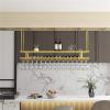 ASerZenith Ceiling-Mounted Hanging Wine Glass and Bottle Holder, 2-Tier Gold Shelf, 120 x 30 cm view 3
