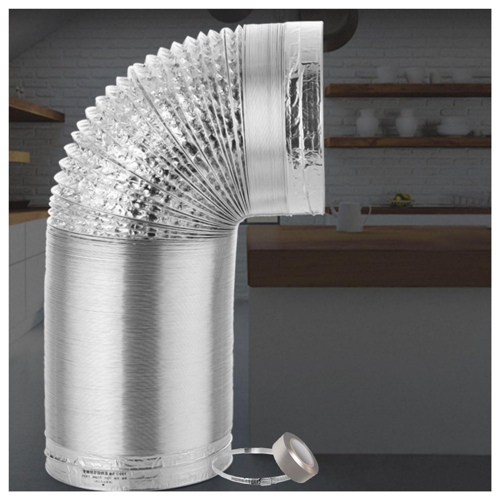 Aluminum Foil Ventilation Duct Hose, Flexible, High-Temperature Resistant, 2 m x 170 mm