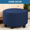 RTSFKFS Round Ottoman Slipcover, Jacquard Footstool Cover, Khaki, 98 x 98 cm (39 x 39 in) view 3