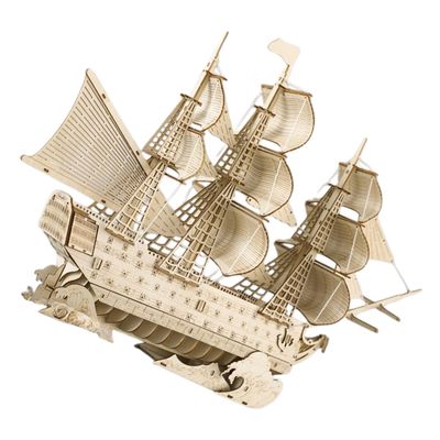 minkissy Wooden Ship Model, 1 Set, for Adults, Model-Building Kit for Décor