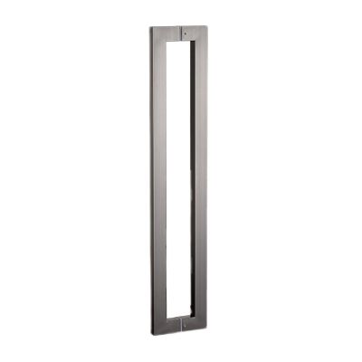 Square Stainless Steel Push-Pull Door Handle, Modern Commercial Entrance Handle for Glass Sliding Shower, Barn, Interior or Exterior Doors, Easy to Install, Black Titanium, 60 cm/56.2 cm