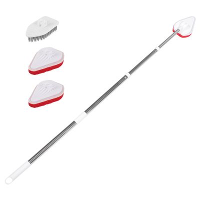 Floor Cleaning Brush with Extendable Handle, 1-Piece Stainless Steel Set