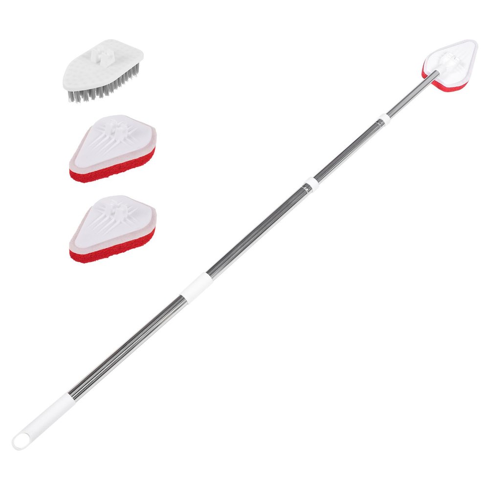 Floor Cleaning Brush with Extendable Handle, 1-Piece Stainless Steel Set