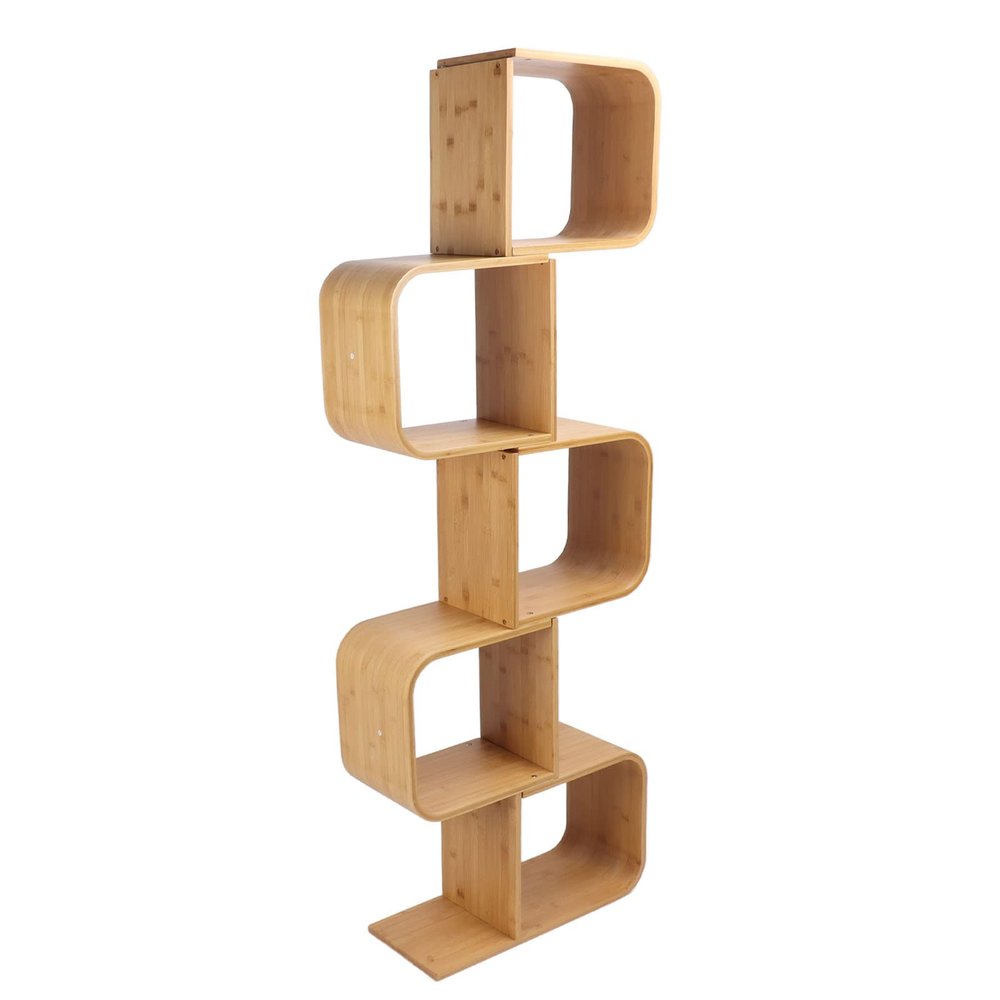 Tissting S-Shaped Geometric Modern Bookshelf, Large Decorative Freestanding Shelf, 5-Tier