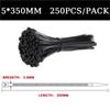 250-Piece Set of Self-Locking Plastic and Nylon Cable Ties, Black view 2