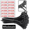 250-Piece Set of Self-Locking Plastic and Nylon Cable Ties, Black view 3