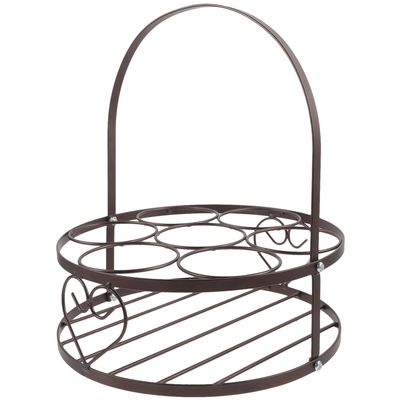 Lurrose Stainless Steel Beer Bottle Holder with Handle, 6 Bottles, Brown