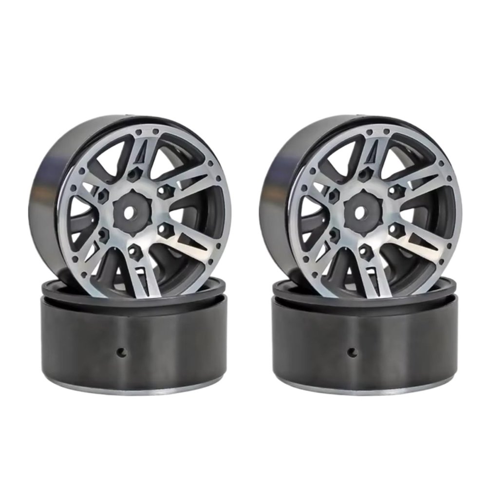 4PCS 1.9" Metal Alloy Beadlock Wheels for Axial, Tamiya, TRX-4, SCX10 III, CC01 and D90 1/10 RC Rock Crawlers (Black)