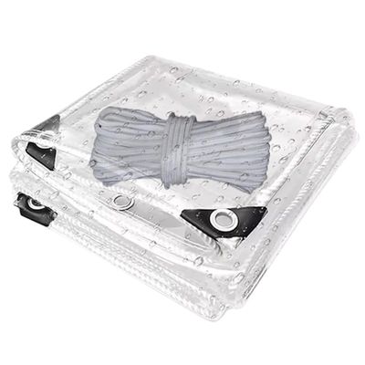 Transparent Waterproof Tarp 145 x 500 cm, 400 g/m², with Reinforced Rubber Corners