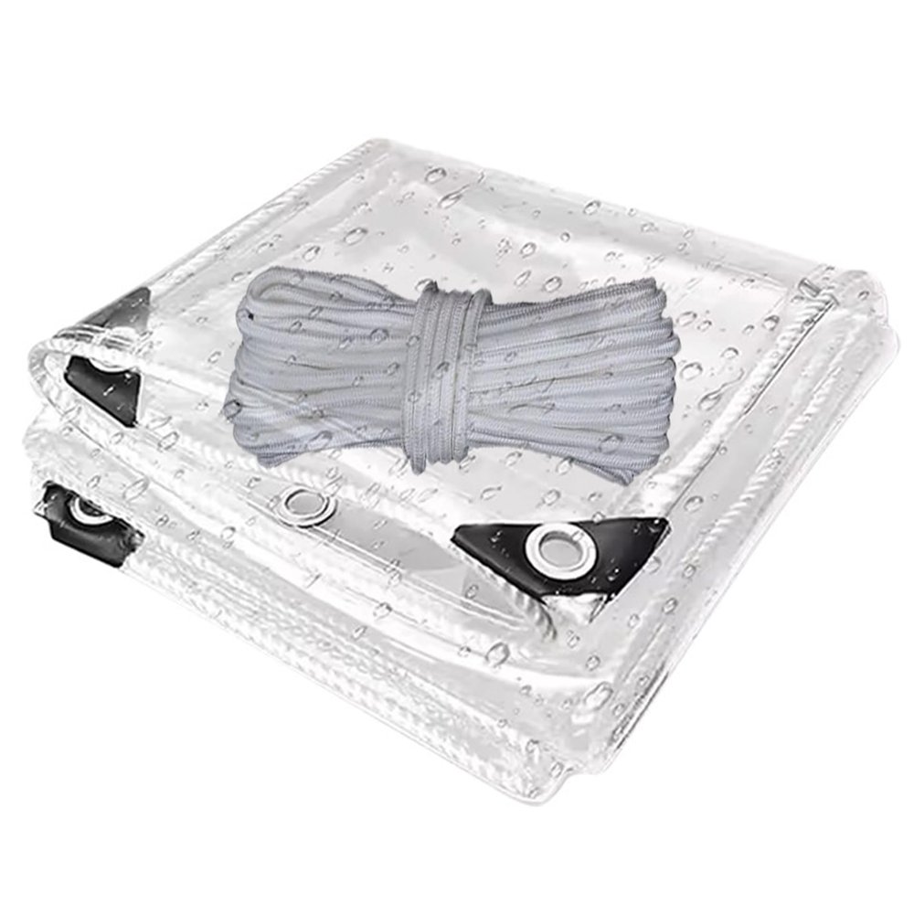 Transparent Waterproof Tarp 145 x 500 cm, 400 g/m², with Reinforced Rubber Corners