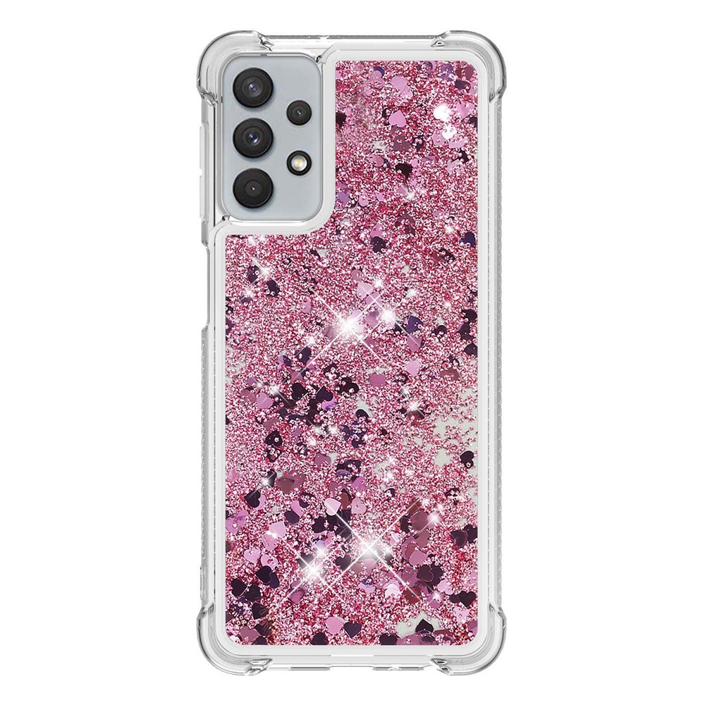 Compatible with Samsung Galaxy A32 5G Case, Pink Glitter Liquid Quicksand TPU Case