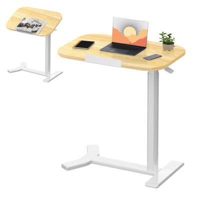 SANODESK Height-Adjustable Side Table with Casters, 60 × 40 cm