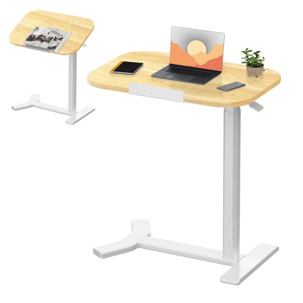 SANODESK Height-Adjustable Side Table with Casters, 60 × 40 cm