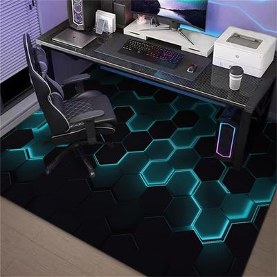 Highdi Office Chair Floor Mat, Non-Slip and Scratch-Resistant, Gaming Style, Green Light, 100 x 120 cm