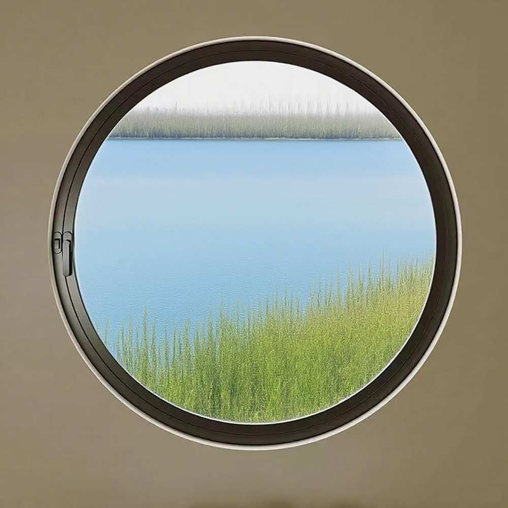 TMKDNNKG Shed Window, 360° Rotatable Ventilation Window, Round Household Window with Tempered Glass and Aluminum Frame, Flush Sliding Window for Bedroom, Living Room, Garage (Black