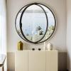 TMKDNNKG Shed Window, 360° Rotatable Ventilation Window, Round Household Window with Tempered Glass and Aluminum Frame, Flush Sliding Window for Bedroom, Living Room, Garage (Black view 2