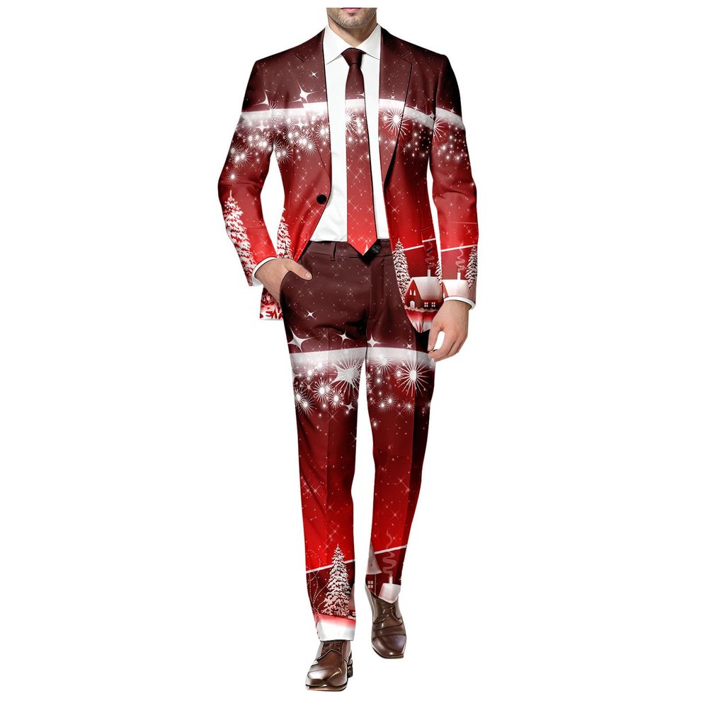 Men's Funny Slim-Fit Christmas Suit